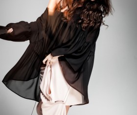 Classic black dress elegant woman HD picture 03