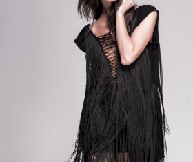 Classic black dress elegant woman HD picture 05