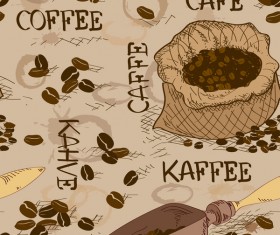 Coffee beans retro vector seamless pattern 01