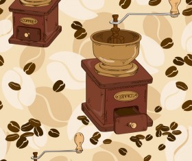 Coffee beans retro vector seamless pattern 02
