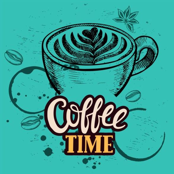Coffee retro background template vector 03