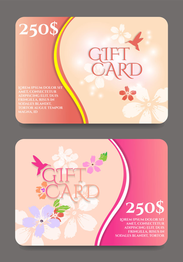 Collection gift cards with voucher vector 03