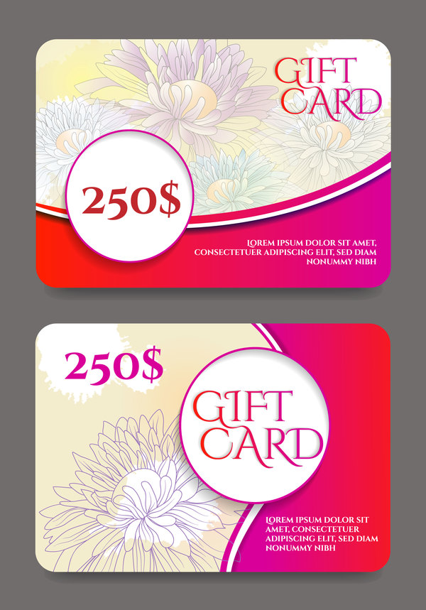 Collection gift cards with voucher vector 06