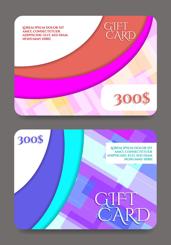 Collection gift cards with voucher vector 07