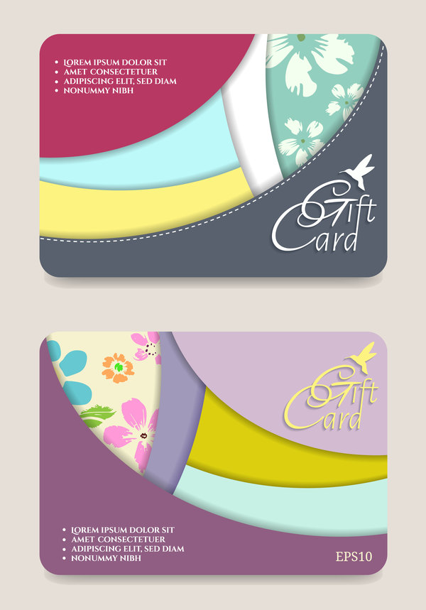 Collection gift cards with voucher vector 10