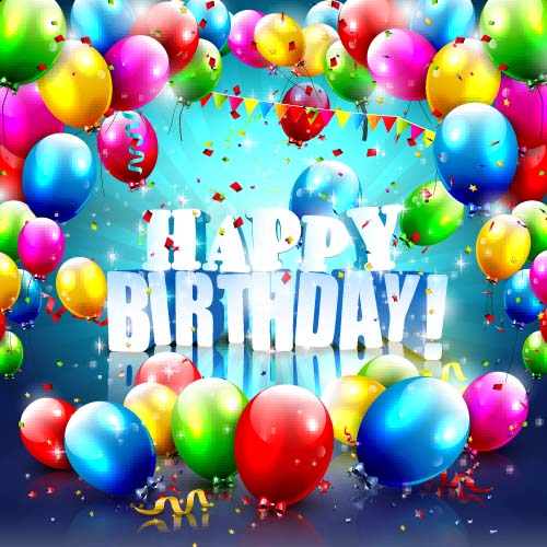 Colored balloon frame with birthday background vector free download