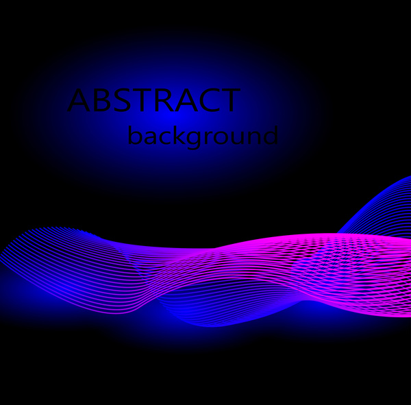 Colored light wavy with black background vector 03