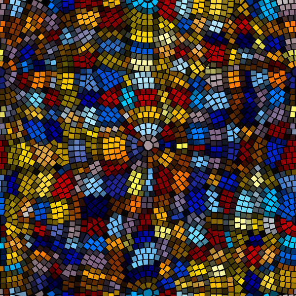 Colorful mosaic pattern seamless vectors 01