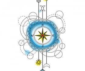 Compass with decorative illustration vector