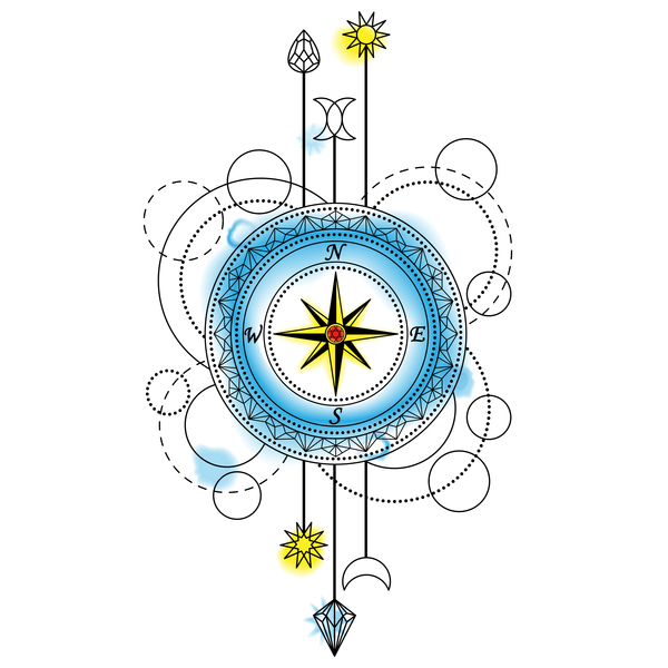 Compass with decorative illustration vector