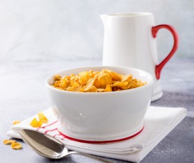 Corn flakes with berries and milk Stock Photo 14