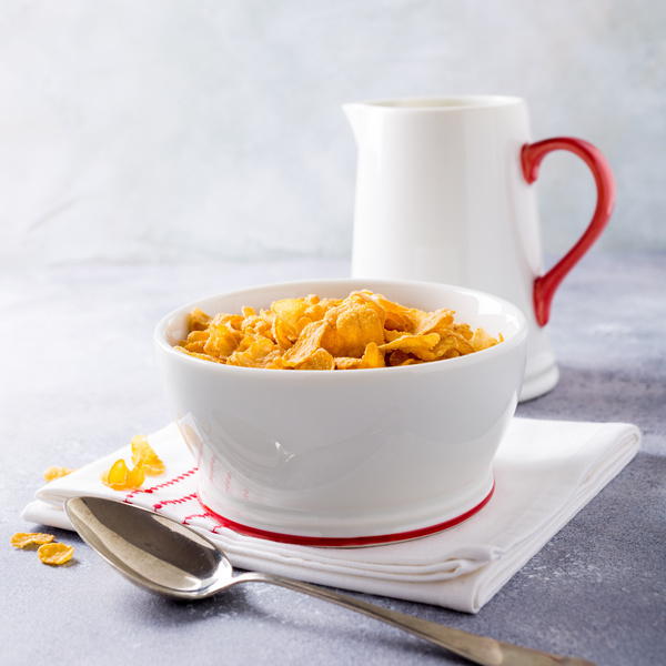Corn flakes with berries and milk Stock Photo 14