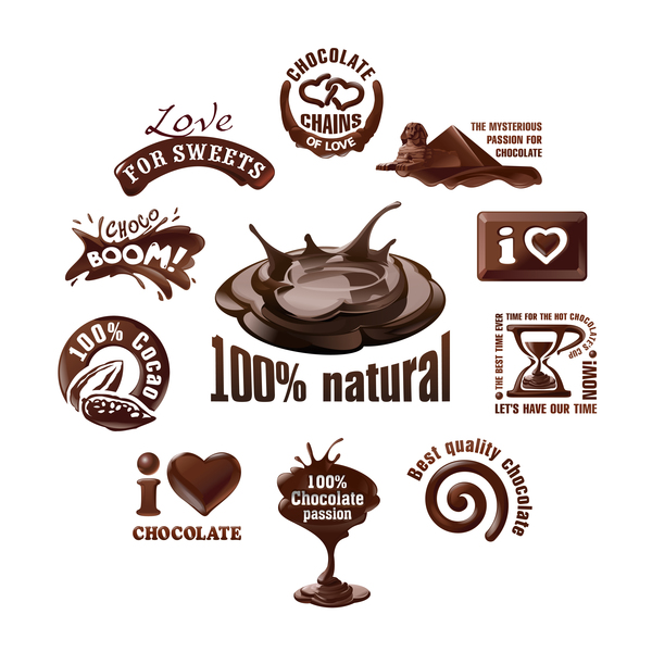 Creative chocolate logos vector set 01