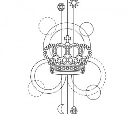 Crown with decorative illustration vector