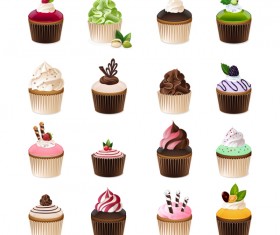 Cupcake cute design vectors set 01