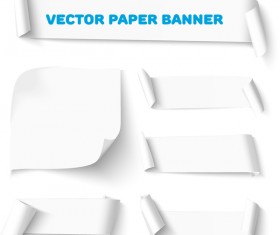 Curled paper banners white vector 03
