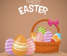 Cute egg decorating with easter card vector 04