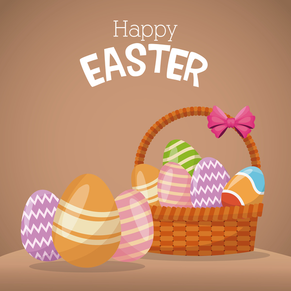 Cute egg decorating with easter card vector 04