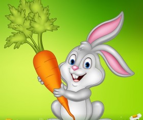 Cute little bunny with green easter background vector 10