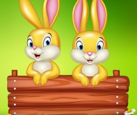 Cute little bunny with green easter background vector 11