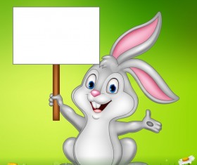 Cute little bunny with green easter background vector 12