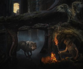 Dark fairy forest Stock Photo 04