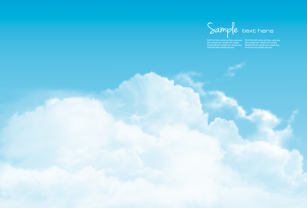 Day sky with white clouds background vector 02