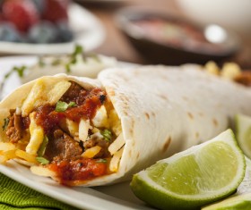 Delicious pancakes and green lemon Stock Photo 01