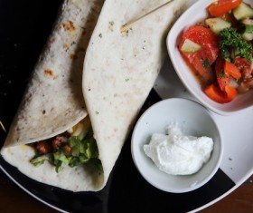 Delicious pancakes and pickles Stock Photo