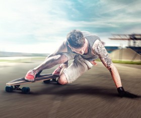 Difficult skateboarding skills Stock Photo