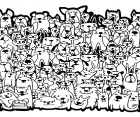 Dog and Cat group doodle vector 01