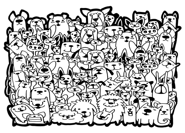 Dog and Cat group doodle vector 01