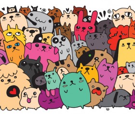 Dog doodle vector material 01