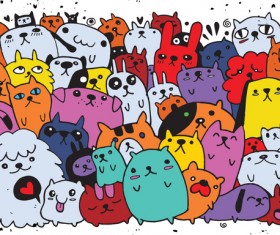 Dog doodle vector material 02