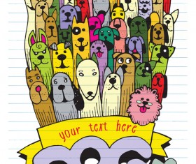 Doodle dog background vector 01