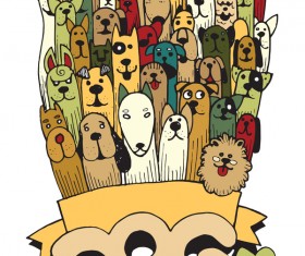 Doodle dog background vector 02