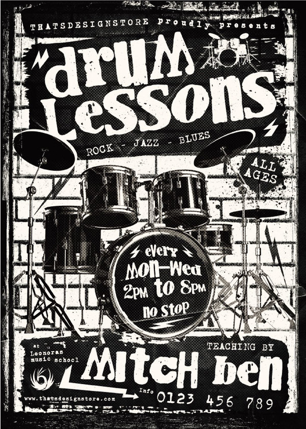Drum Lessons Flyer Psd Template