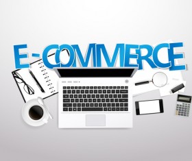 E-commerce with workplace template vector 01
