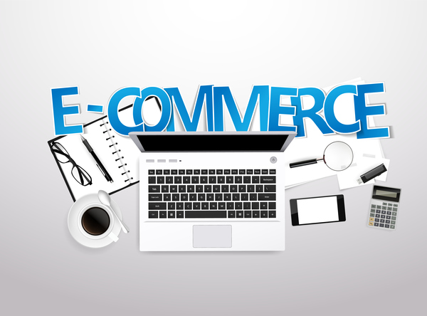 E-commerce with workplace template vector 01