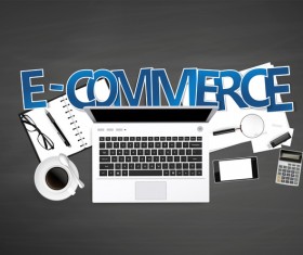 E-commerce with workplace template vector 02