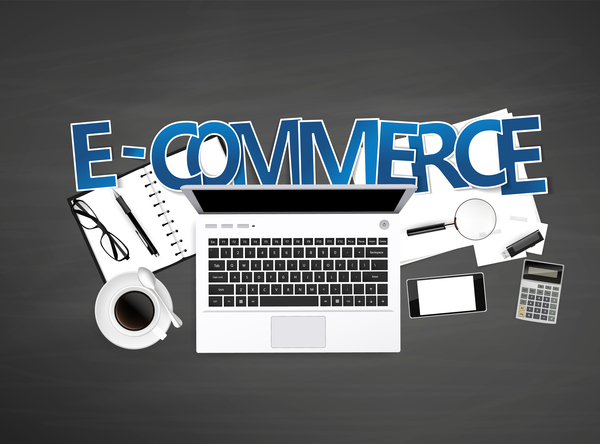 E-commerce with workplace template vector 02