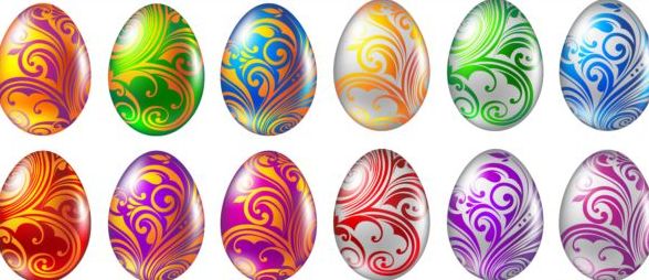 Easter colored egg set vector 01