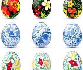 Easter colored egg set vector 02