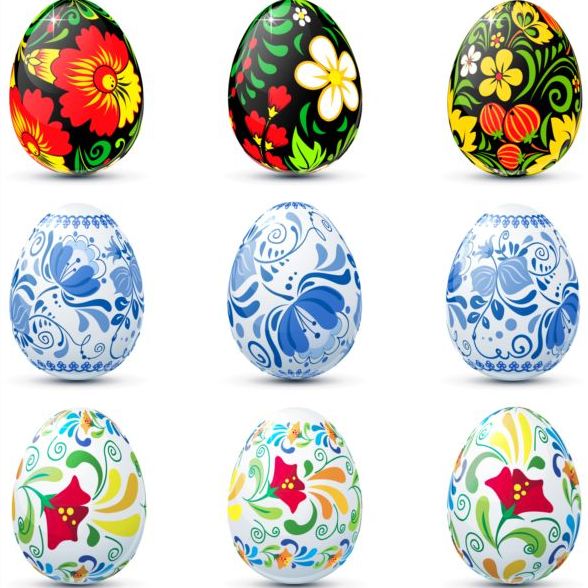 Easter colored egg set vector 02