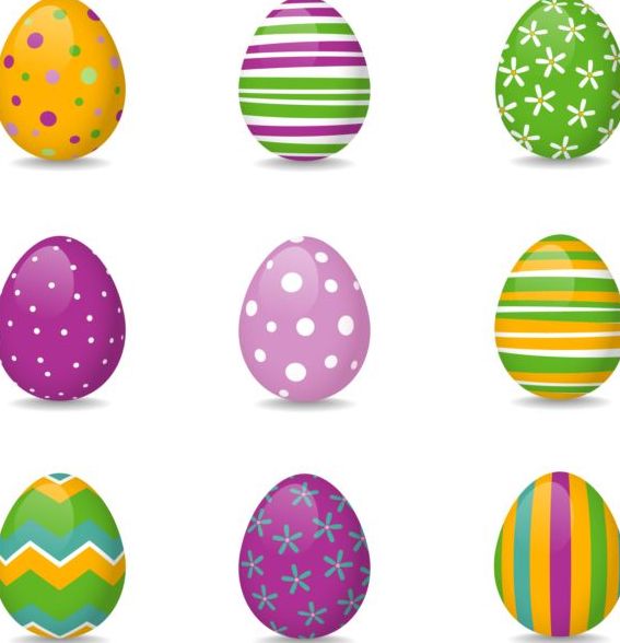 Easter colored egg set vector 03