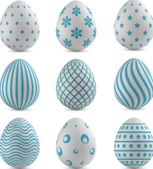Easter colored egg set vector 04