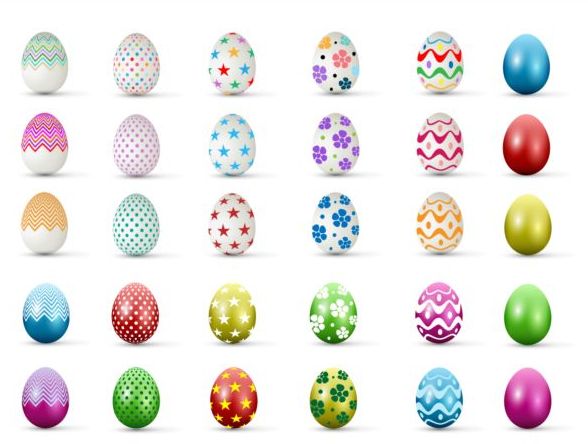 Easter colored egg set vector 05