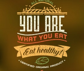 Eat healthy poster with brown background vector 01