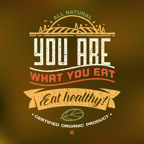 Eat healthy poster with brown background vector 01