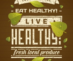 Eat healthy poster with brown background vector 02